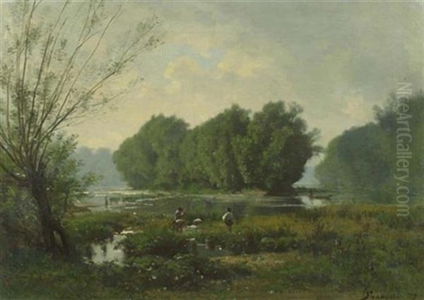 Landschaft Mit Fischern Oil Painting by Francois Louis Francais