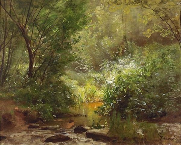 Waldlandschaft Mit Kleinem Bach Oil Painting by Francois Louis Francais