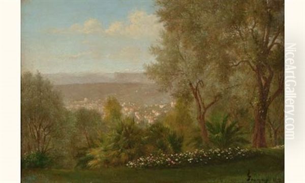 Vue Prise De La Villa Alta, (nice?) Oil Painting by Francois Louis Francais