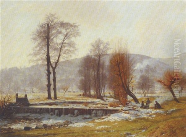 Paysage Hivernal Oil Painting by Francois Louis Francais