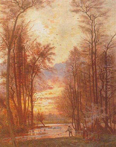 Les Pecheurs En Automne Oil Painting by Francois Louis Francais