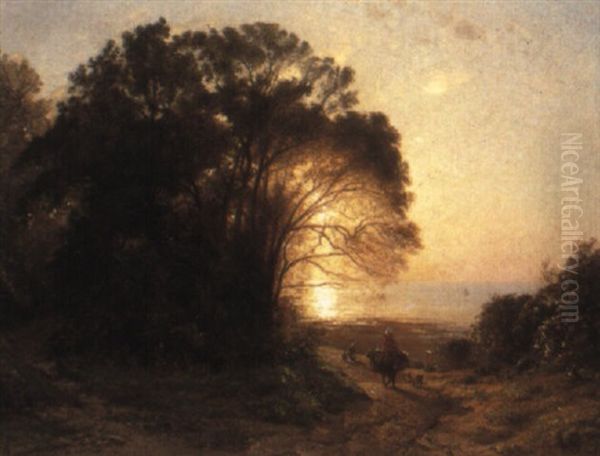 Soleil Couchant Oil Painting by Francois Louis Francais