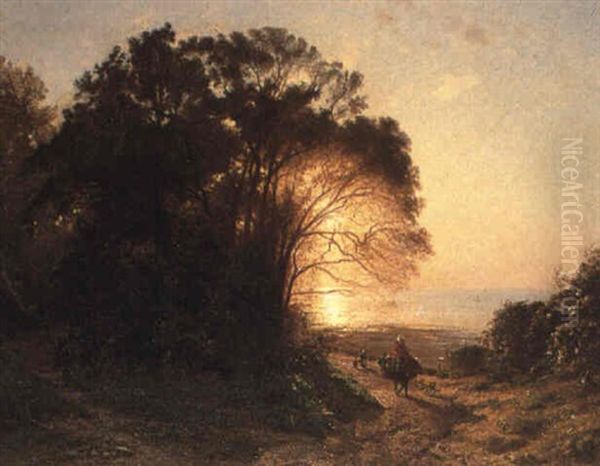 The Narrow Path By The Sea Oil Painting by Francois Louis Francais