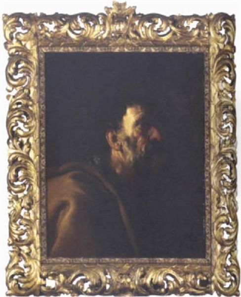 Head Of A Bearded Man (saint Peter?) Oil Painting by Francesco Francanzano