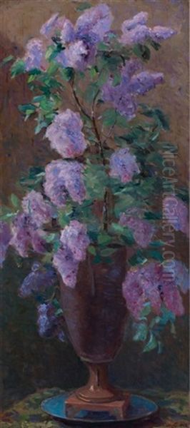 Still Life With Lilacs Oil Painting by Eurilda Loomis France