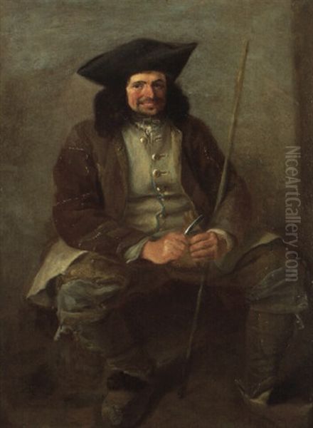 Homme Assis Taillant Un Bout De Bois Oil Painting by Leonard de France