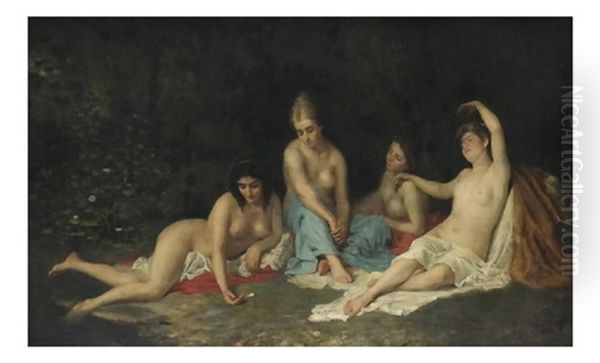 Bathers Oil Painting by Placido Frances y Pascual