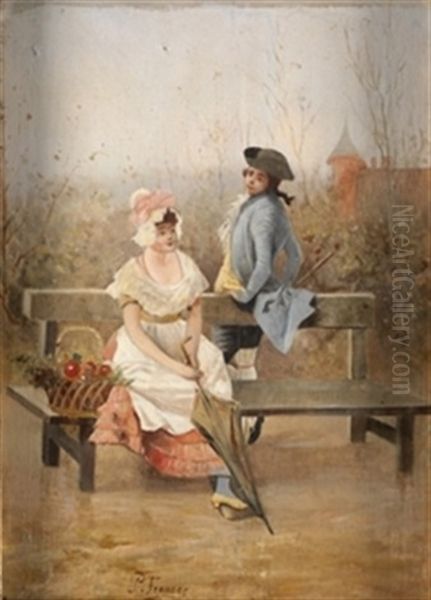 Pareja En El Jardin Oil Painting by Placido Frances y Pascual