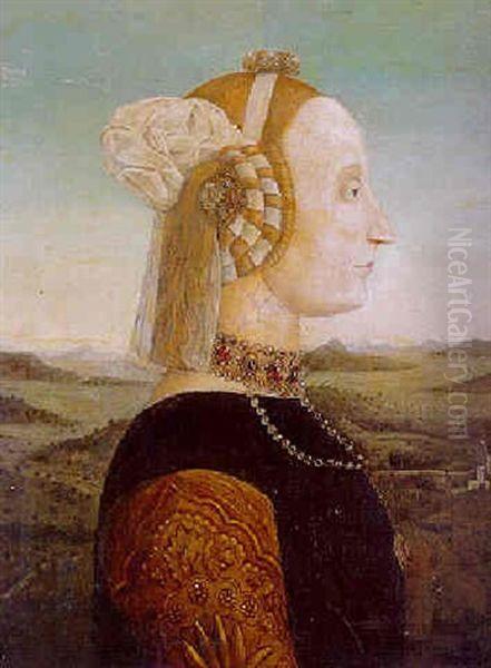 Portrait Of Battista Sforza, Duchess Of Urbino Oil Painting by Piero della Francesca