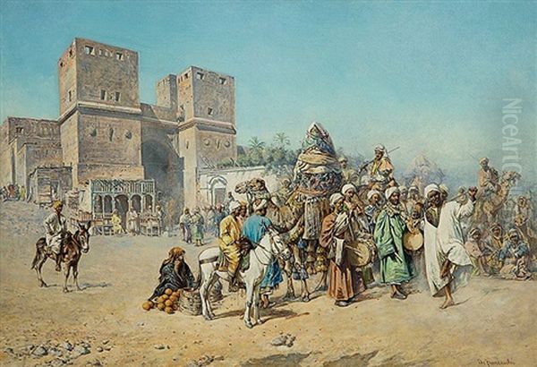 The Bridal Procession Oil Painting by Mariano De Franceschi