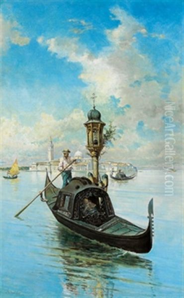 In Der Lagune Von Venedig Oil Painting by Mariano De Franceschi