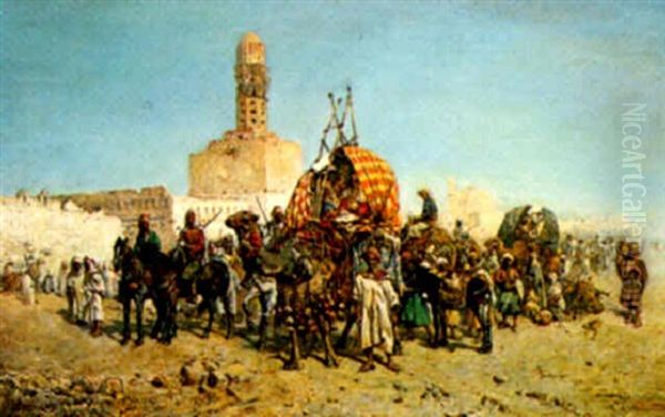 The Caravan Oil Painting by Mariano De Franceschi