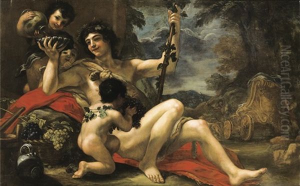 Bacchus Entoure De Putti Oil Painting by Baldassare Franceschini