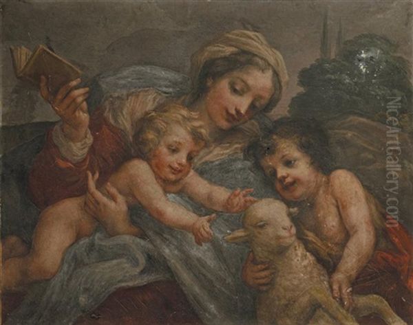 Vierge A L'enfant Avec Le Petit Saint Jean-baptiste A L'agneau Oil Painting by Baldassare Franceschini