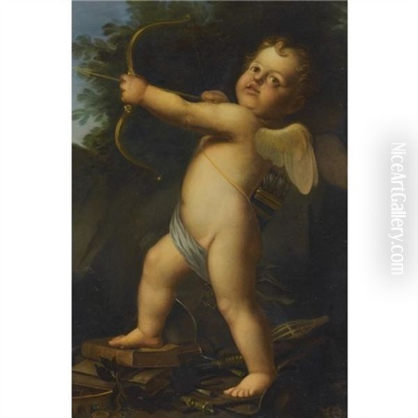 Cupid With His Bow And Arrow Oil Painting by Baldassare Franceschini