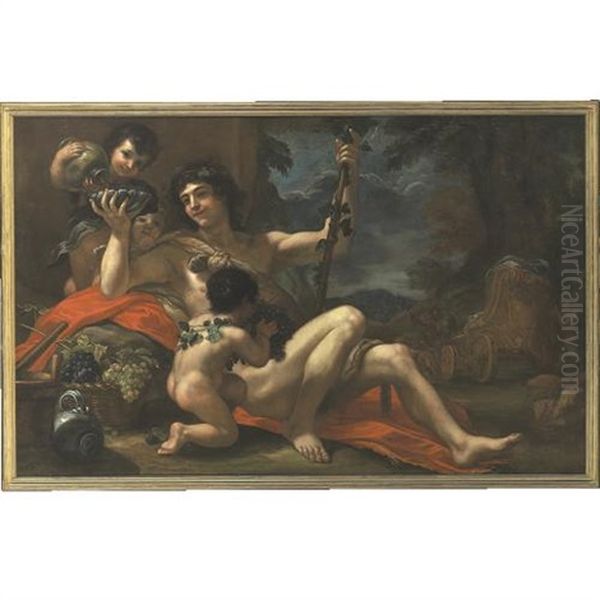 Bacchus With Attendant Putti Oil Painting by Baldassare Franceschini