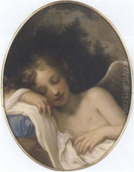 Sleeping Cupid Oil Painting by Baldassare Franceschini