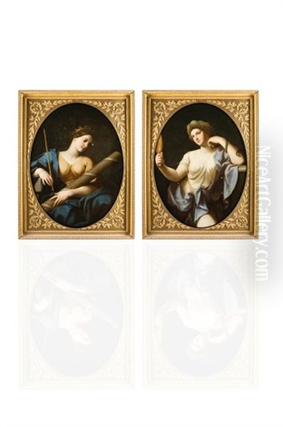 La Prudence, La Justice (pair) Oil Painting by Marc Antonio Franceschini