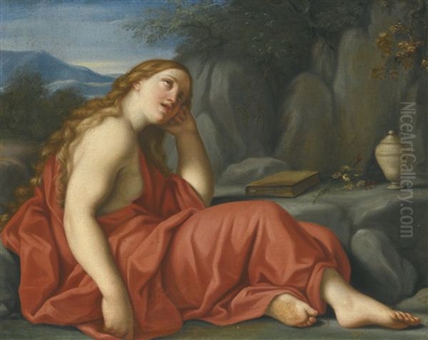 The Penitent Mary Magdalen Lying Outside A Grotto Oil Painting by Marc Antonio Franceschini