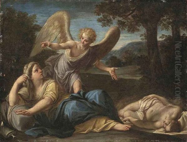 The Angel Appearing To Hagar And Ishmael Oil Painting by Marc Antonio Franceschini