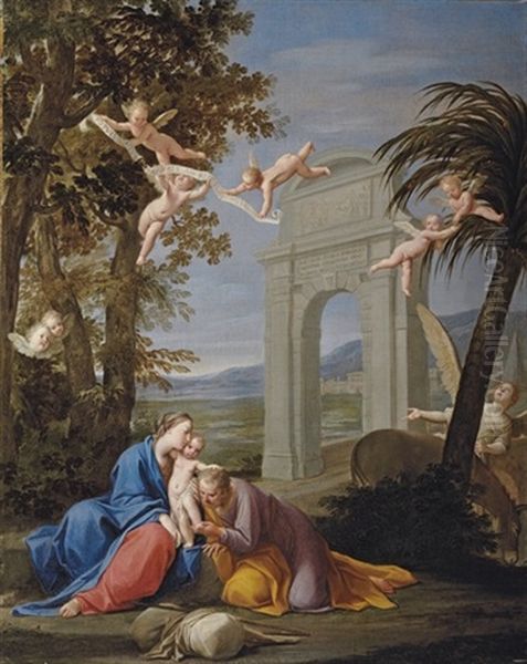 The Rest On The Flight Into Egypt Oil Painting by Marc Antonio Franceschini