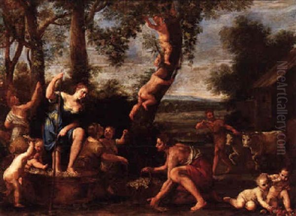 An Allegory Of Autumn Oil Painting by Marc Antonio Franceschini