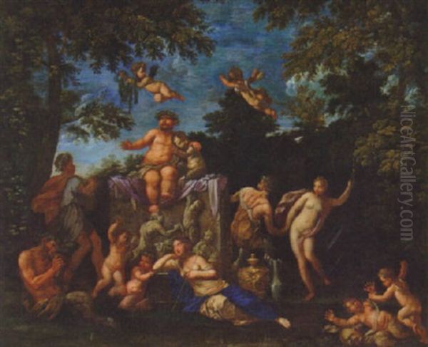 A Bacchanal Oil Painting by Marc Antonio Franceschini