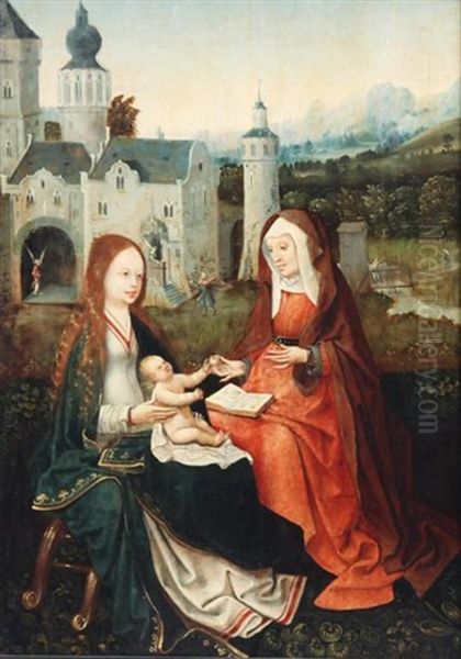 Sainte Anne, La Vierge Et L'enfant Jesus Oil Painting by Maitre de Francfort