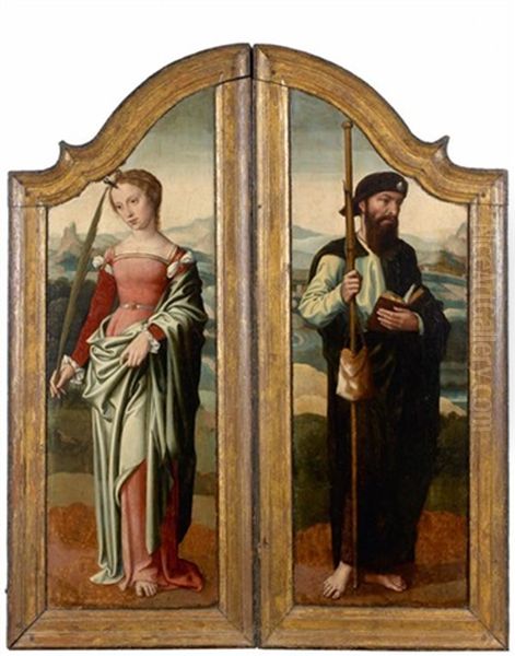 Saint Jacques De Compostelle Et Probablement Sainte Encratia De Saragosse (pair) Oil Painting by Maitre de Francfort