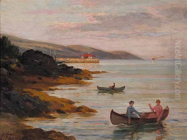 Untitled - Sunset Boat Ride Oil Painting by Joseph-Charles Franchere