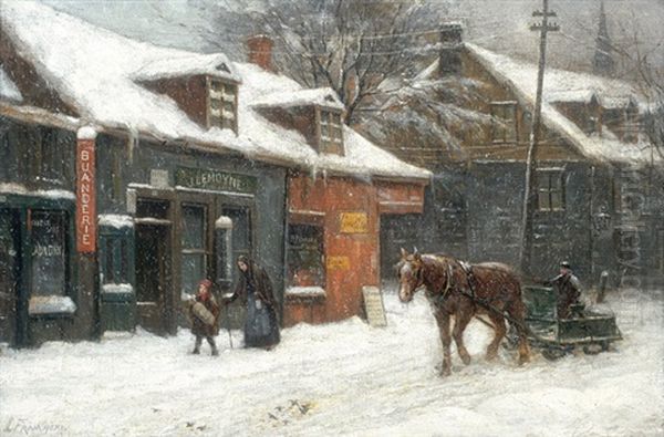 La Rue De Lagauchetiere Oil Painting by Joseph-Charles Franchere