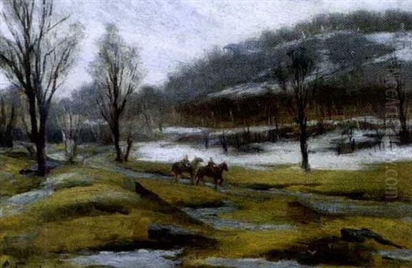 Riding On Fletcher's Fields, Montreal Oil Painting by Joseph-Charles Franchere