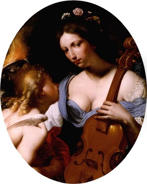 Personification Of Music (saint Cecilia?) Oil Painting by Antonio (Lucchese) Franchi