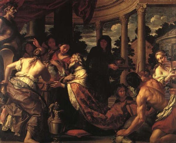 The Idolatry Of Solomon Oil Painting by Antonio (Lucchese) Franchi