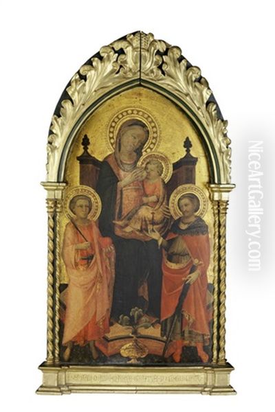 Thronende Madonna Mit Kind Im Beisein Der Heiligen Ansanus Und Julianus Oil Painting by Rossello di Jacopo Franchi