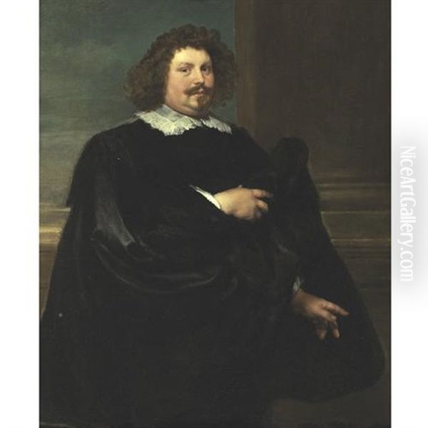 Portrait Of A Gentleman In Black Oil Painting by Lucas Franchoys the Younger