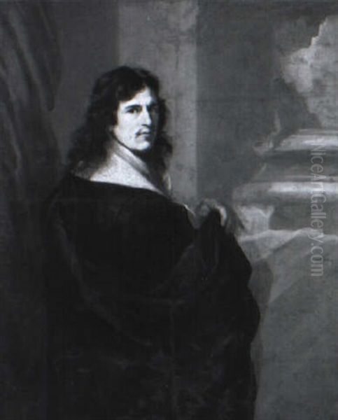 Portrait Of A Gentleman Wearing A Black Costume Oil Painting by Lucas Franchoys the Younger