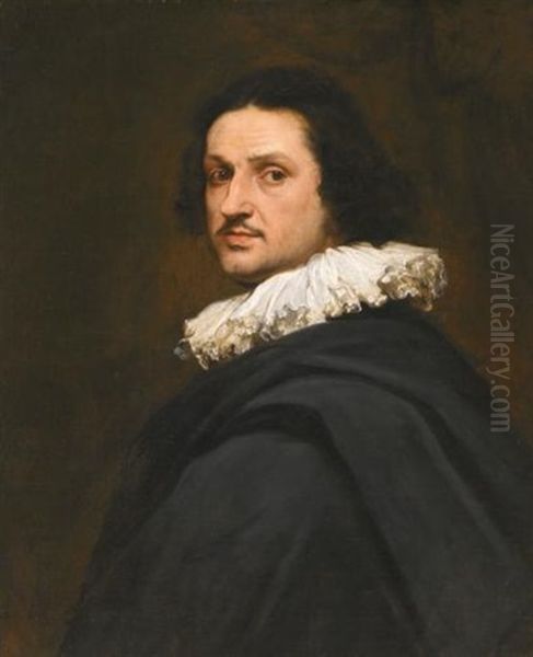 Portrait Of A Gentleman, Wearing A White Ruff Looking Over His Left Shoulder Oil Painting by Peeter Franchoys