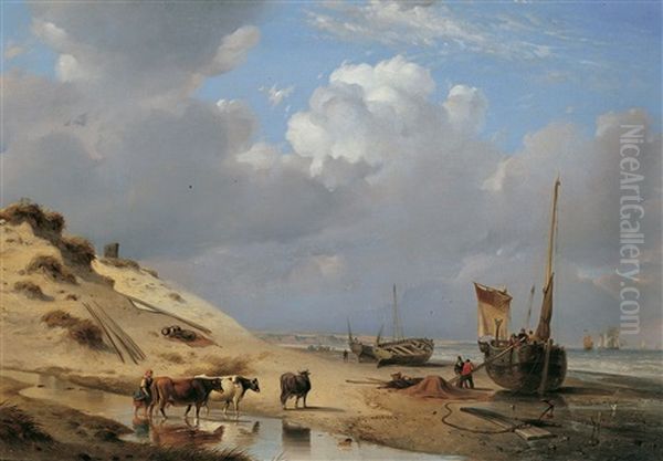 Hollandische Kustenlandschaft Oil Painting by Alexandre Thomas Francia