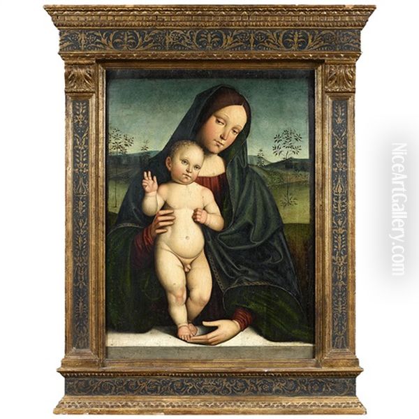 La Vierge A L'enfant Dans Un Paysage (collab. W/studio) Oil Painting by Francesco Francia