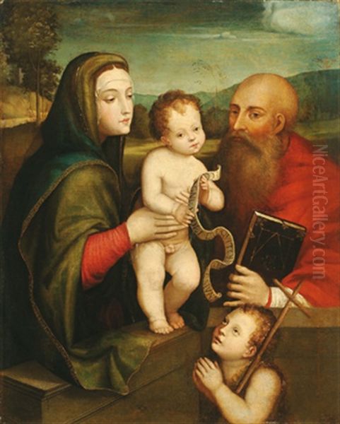 Madonna Mit Kind, Dem Heiligen Hieronymus Und Dem Johannesknaben Oil Painting by Francesco Francia