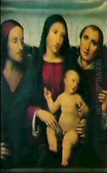 Madonna Mit Jesuskind, Umgeben Vom Hl. Johannes Dem Taufer  Und Dem Hl. Stefan Oil Painting by Francesco Francia