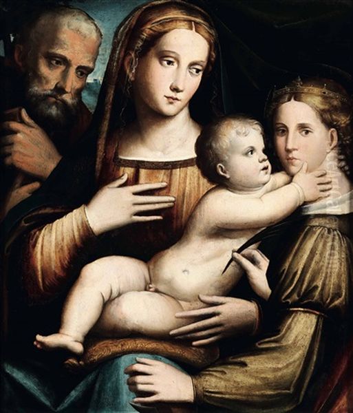 Sacra Famiglia Con Santa Caterina D'alessandria Oil Painting by Giacomo Francia