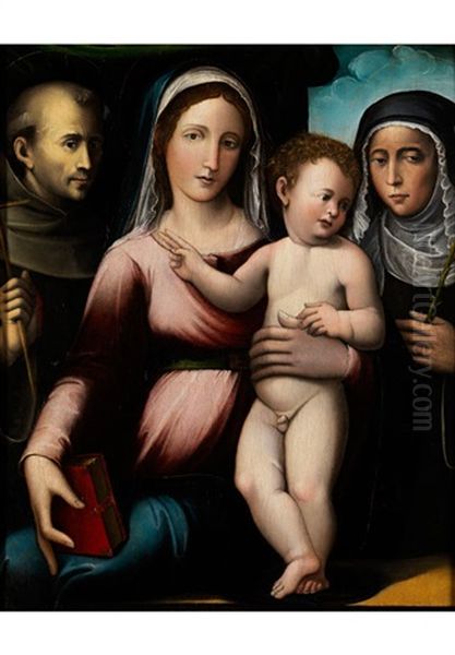 Madonna Mit Kind, Heiligem Franziskus Und Der Heiligen Katharina Von Siena by Giacomo Francia