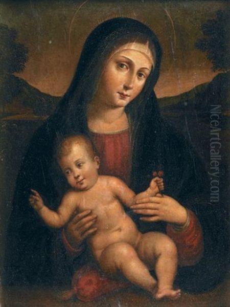 Vierge A L'enfant Tenant Des Cerises Dans La Main Gauche Oil Painting by Giacomo Francia