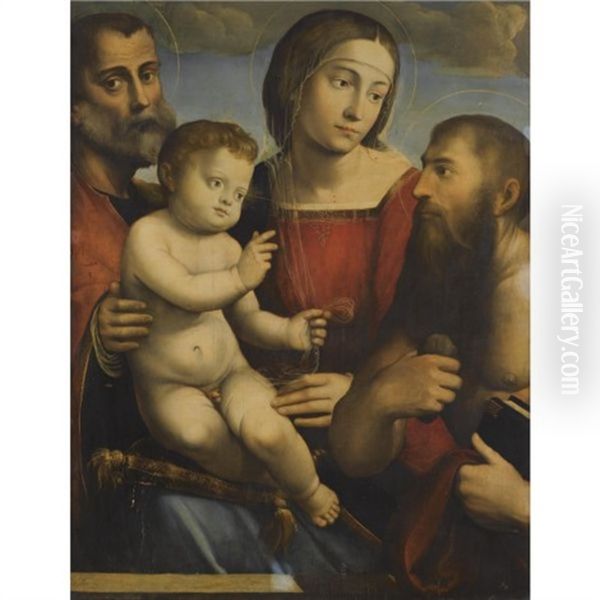 The Holy Family With Saint Jerome Oil Painting by Giacomo Francia