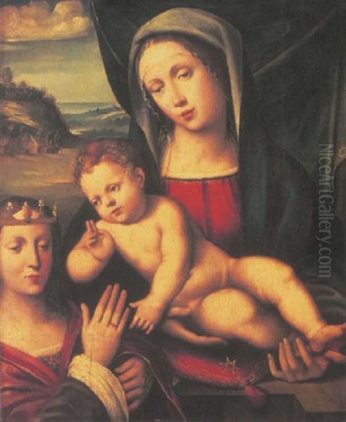 The Mystic Marriage Of Saint Catherine Oil Painting by Giacomo Francia