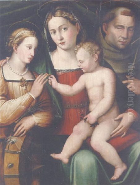 The Mystic Marriage Of Saint Catherine With Saint Francis Oil Painting by Giacomo Francia