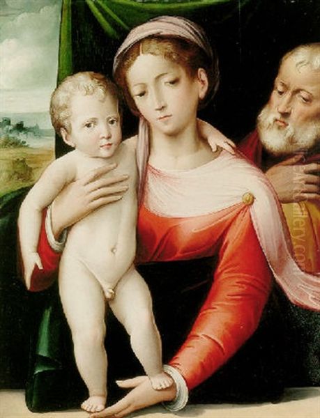 Madonna And Child With Saint Joseph Oil Painting by Giacomo Francia