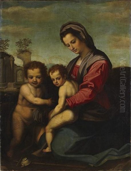 Madonna And Child With St. John Oil Painting by  Franciabigio